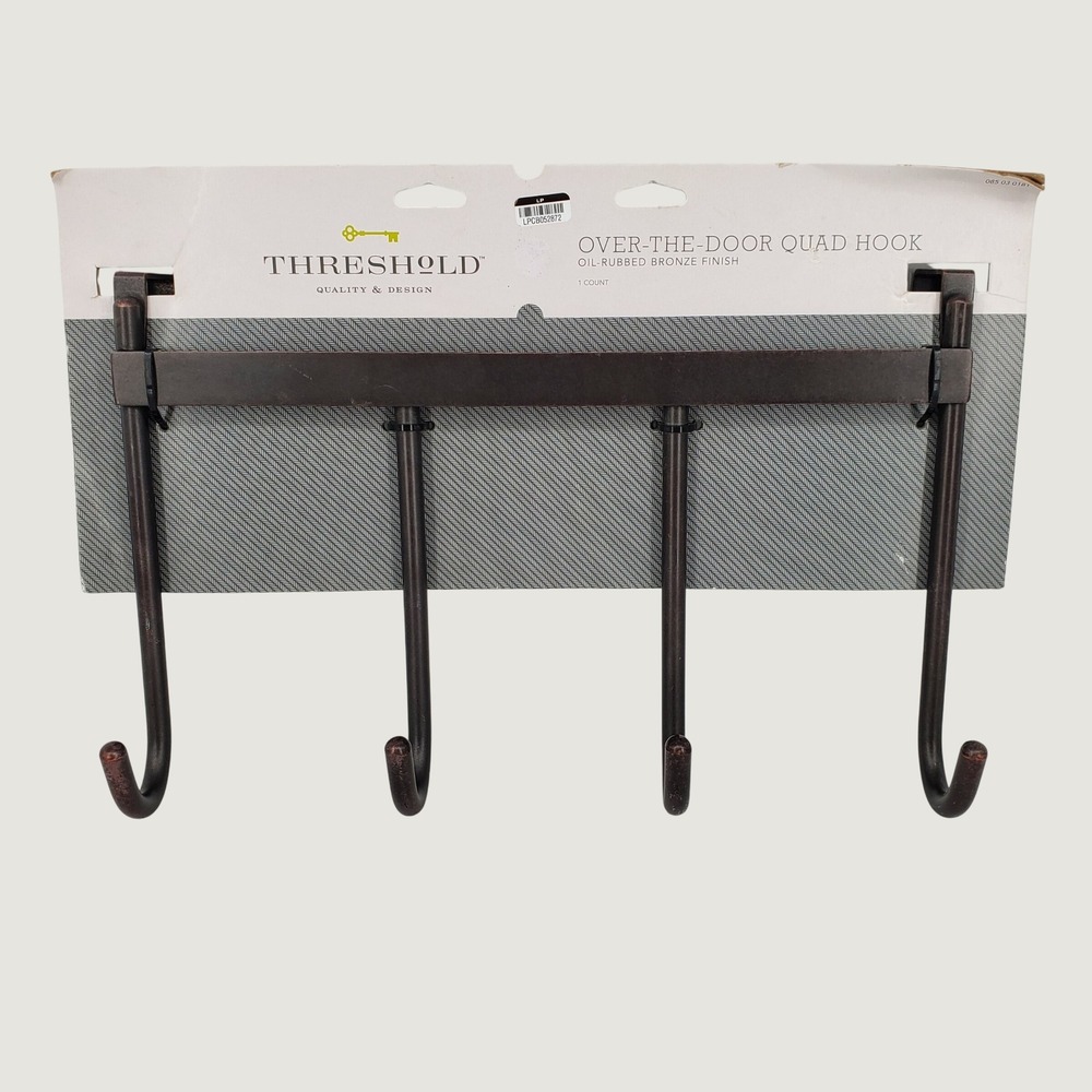 Threshold Over the Door Quad Hook Oil Rubbed Bronze Finish 4 Hook Rack Organizer
